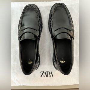Zara Lug Sole Leather Loafers
